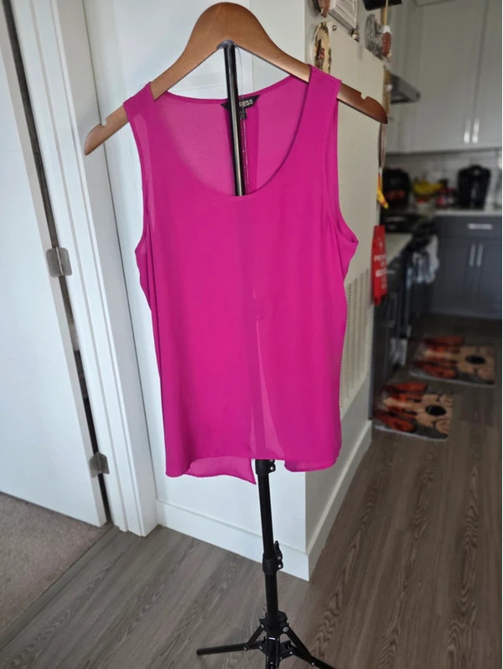 Express Pink Sleeveless Sheer Tank Top Size P